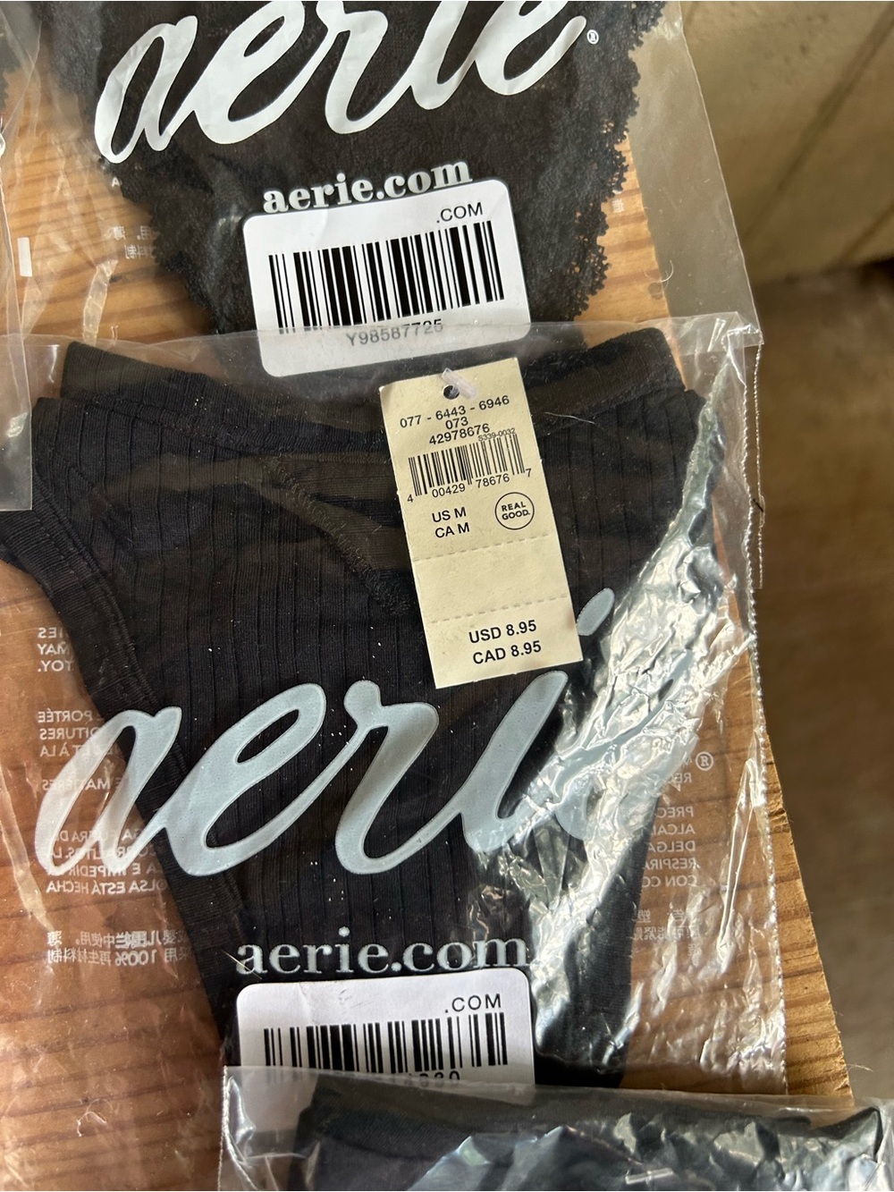 Lot of aerie Women’s Panties — new in bag, size medium, black, gray, multi - Picture 12 of 14